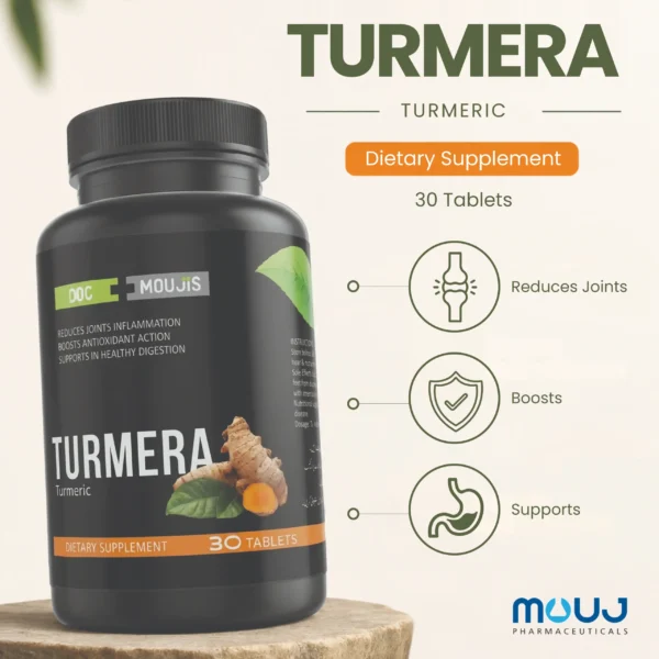 TURMERA turmeric dietary supplement 30 tablets by Mouj Pharmaceuticals