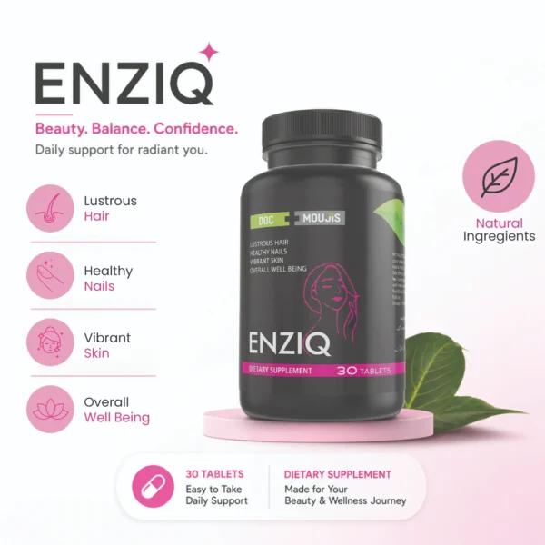 ENZIQ 30-tablet dietary supplement, showing the bottle