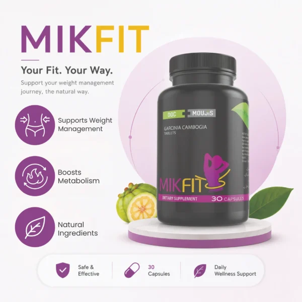 MIKFIT Garcinia Cambogia supplement, showing a 30-capsule bottle