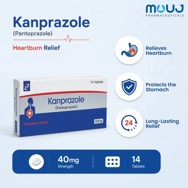 Kanprazole Pantoprazole 40mg tablets 14 pack by MOUJ Pharmaceuticals