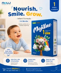 Mojilac Stage 1 infant formula product by MOUJ Pharmaceuticals